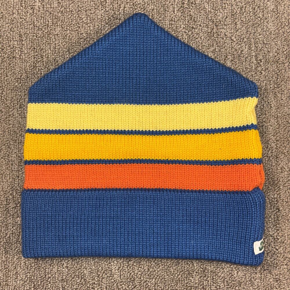 Vintage Moriarty Si hat Striped Knit Blue One Size Made In USA Vermont